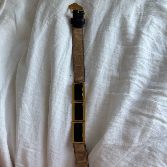 Vintage 1990s black leather Versace style Medusa + Greek key gold hardware belt - Picture 8 of 8